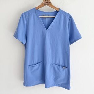 Figs Casma Three-Pocket Scrub Top Ceil Blue Healthcare Size Small B4149